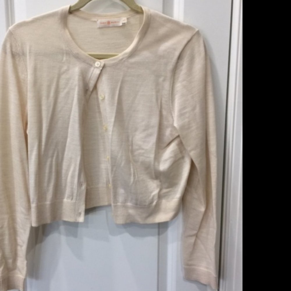 Tory Burch Cardigan Sweater, Medium, Cream